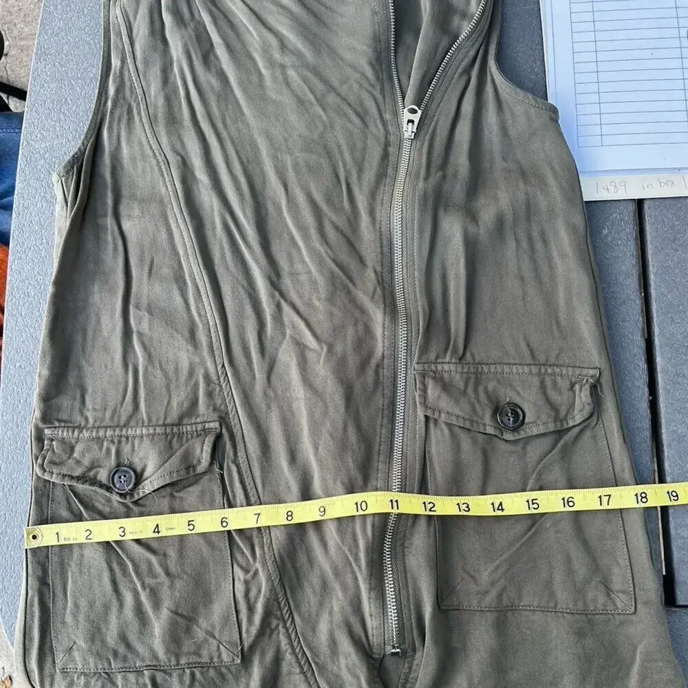 BKE olive green, full zip front with a hood, vest, Women's size S